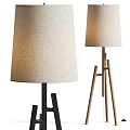Modern Floor Lamps With Textured Fabric Shade And Black Wooden Tripod Stand