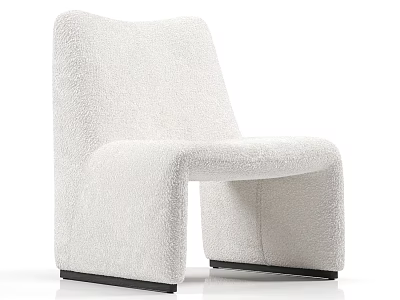 Stylish White Plush Single Sofa With Modern Design And Black Base 3d model
