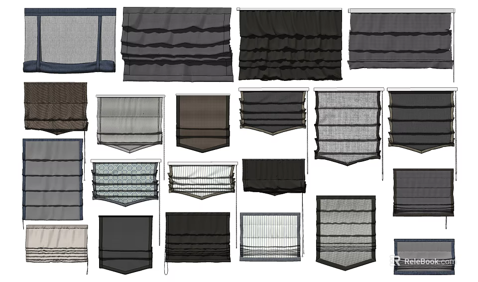 Roman Blinds Various Styles with Elegant Fabric for Modern Home Window Decor 3d model 