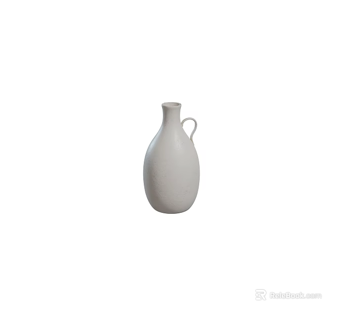 White Ceramic Vase With Textured Surface And Decorative Handle For Home Decor 3d model 