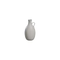 White Ceramic Vase With Textured Surface And Decorative Handle For Home Decor