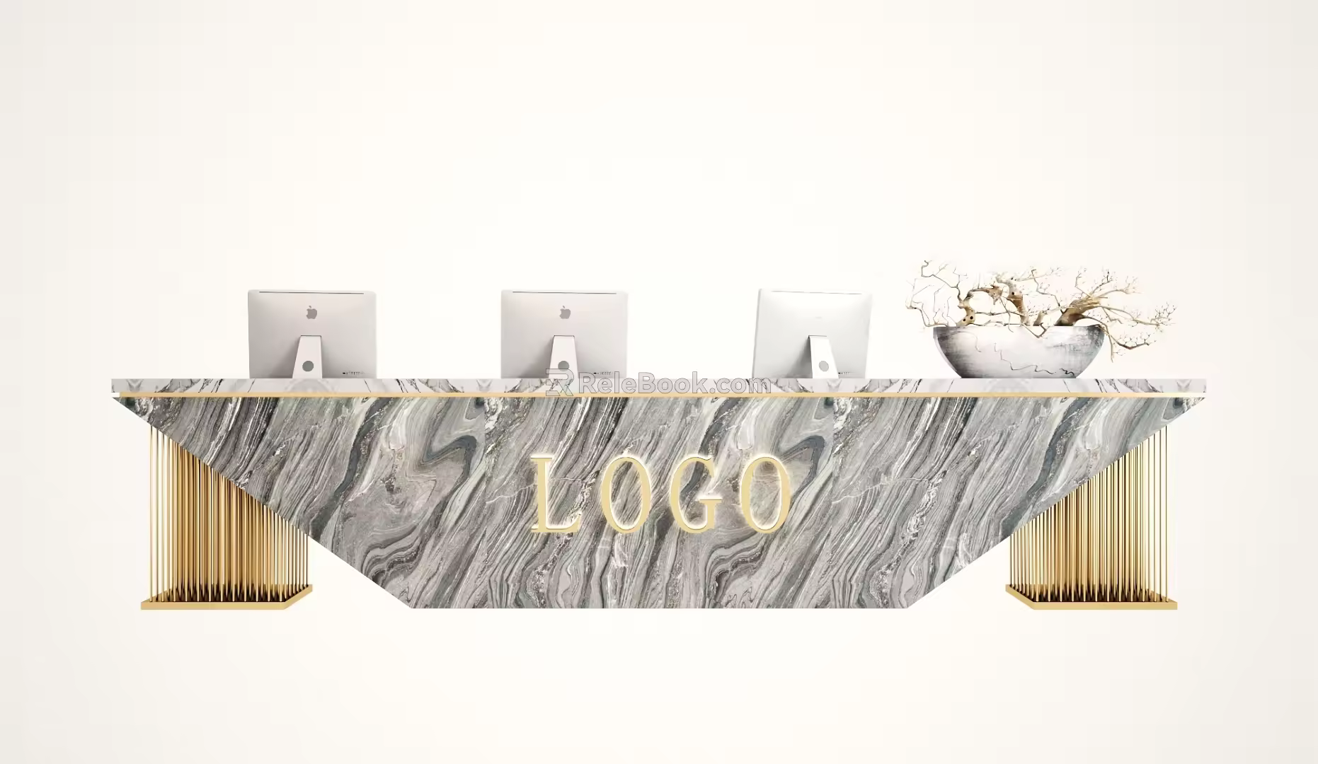 Modern reception desk front desk 3d model