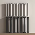 White and Black Roman Columns with Classic Capital Designs in