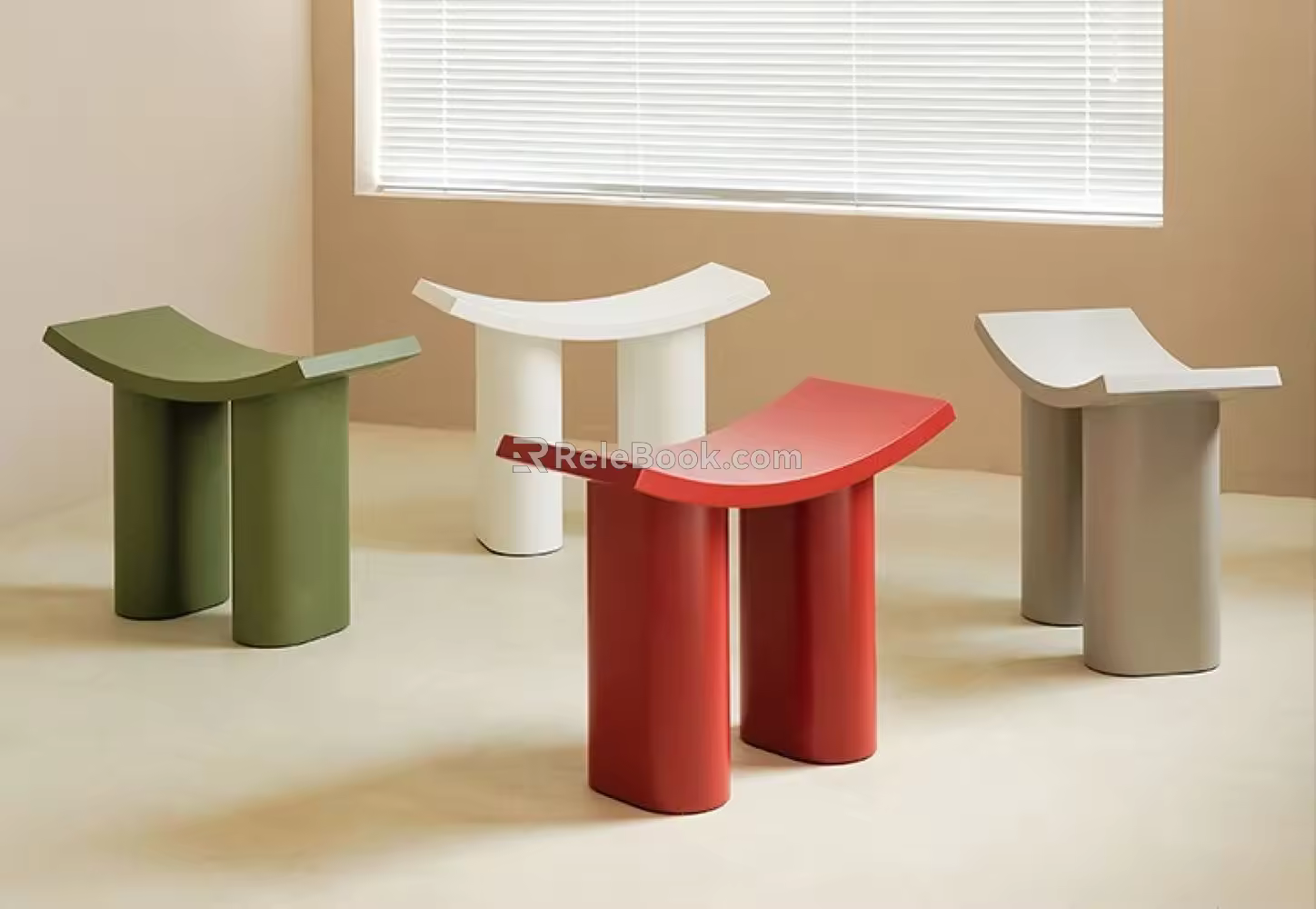 Nordic Stool Shoe Changing Stool 3d model