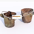Rusted Industrial Equipment Metal Buckets With Handles And Vintage Design