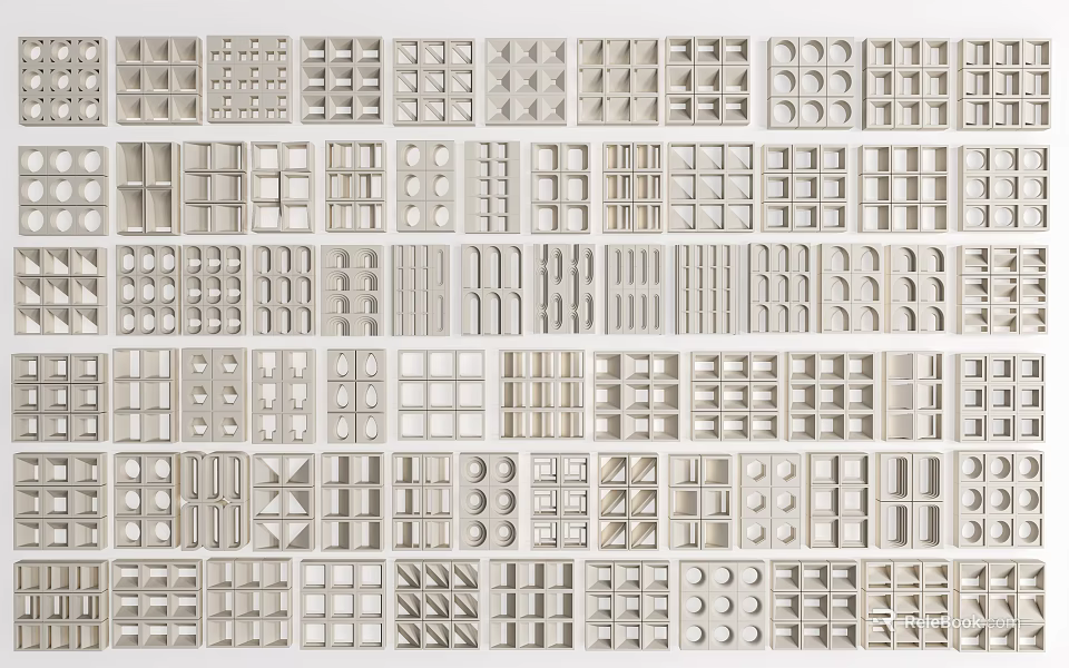 Modern Decorative Room Partitions With Various Geometric Patterns For Interior Design 3d model