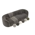 Two Seater Sofa Modern Comfortable with Striped Blanket and Cushions and Multiple Color Options