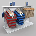 Colorful Striped Polo Shirts And Beige Tees On White Clothing Rack With Hangers