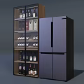 Modern Wine Cabinet With Glass Doors And Multi Layer Shelves For Wine Bottles