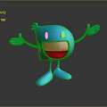 Blue Cartoon Game And Movie Character With Happy Smile And Open Arms