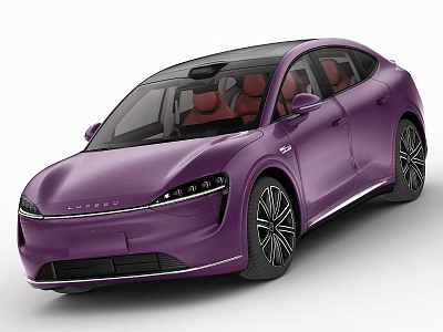 Sleek Purple Electric Coupe SUV Car With Red Interior And Modern Sporty Design 3d model