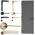 Modern Swing Door Design Featuring Black And Gold Door Handles For Home Interior