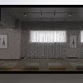 Spacious Yoga Studio Interior With Arranged Green Mats Large Mirrors And Curtain Windows