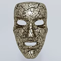 Golden Cracked Texture Mask With Human Face Shape And Eye Mouth Holes