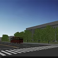 Aerial Planning Featuring Modern Office Building Glass Curtain Wall Greenery and Parking Layout