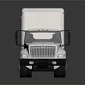 White Commercial Box Truck Featuring Delivery Cab Cargo Container And Wheels