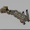 Rustic Brown Heavy Transport Truck Featuring Long Flatbed And Metal Frame With Multiple Wheels