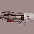 Futuristic Mechanical Weapon With Metal Pipes Red Panels And Detailed Design