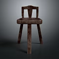Wooden Chair with Armrest and Upholstered Seat Dark Brown Classic Design Furniture Piece