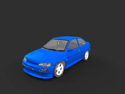 Blue Sporty Coupe Car With White Wheels And Sleek Exterior Design 3d model