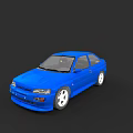 Blue Sporty Coupe Car With White Wheels And Sleek Exterior Design