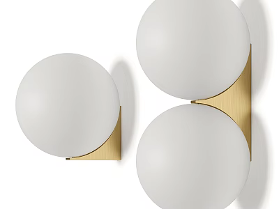 Modern White Spherical Shade Wall Lamps With Gold Metal Brackets Design 3d model