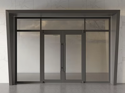 Modern Interior Double Doors With Glass Panels And Dark Metal Frame 3d model
