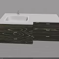 Modern Swing Door Bathroom Vanity With White Countertop Wood Grain Cabinet And Drawers