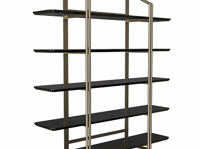 Modern Metal Frame Glass Shelving Unit With Multiple Tiers For Home Display And Storage 3d model