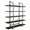 Modern Metal Frame Glass Shelving Unit With Multiple Tiers For Home Display And Storage