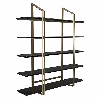 Modern Metal Frame Glass Shelving Unit With Multiple Tiers For Home Display And Storage 3d model