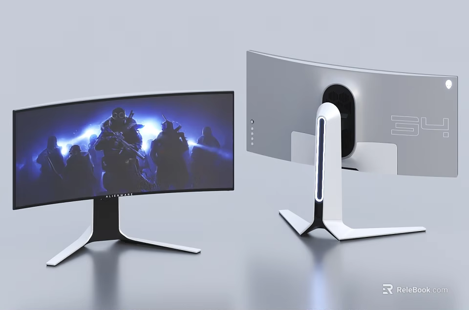 Modern Curved Gaming Computer Monitor With Sleek Design And High Definition Display Screen 3d model 