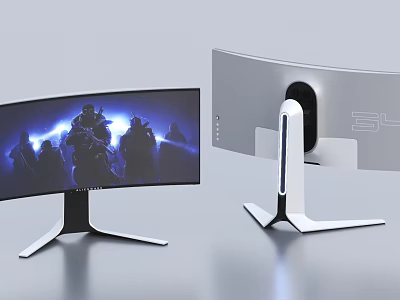 Modern Curved Gaming Computer Monitor With Sleek Design And High Definition Display Screen 3d model