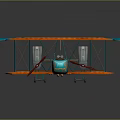 Vintage Blue And Orange Biplane Airliner Model With Dual Engines And Classic Design