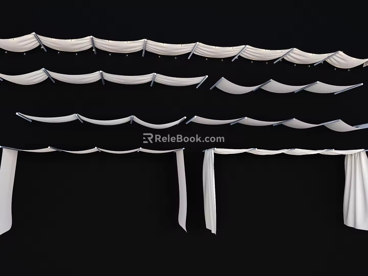 Curtain Modern Curtain Slow Ceiling Yoga Room Ceiling Tea Room Ceiling Draping Fabric Slow Ceiling Draping Yarn 3d model