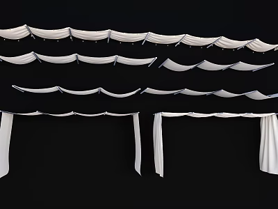 White Ceiling Drapery in Various Hanging Styles for Event Decoration 3d model