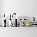 Assorted Modern Faucets With Different Designs And Color Choices On