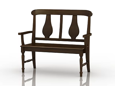 Dark Wooden Leisure Chair With Armrests Decorative Backrest And Slender Legs 3d model