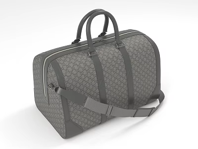 Gray Patterned Travel Bag with Top Handles and Adjustable Shoulder Strap Classic Design 3d model