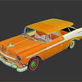 Vintage Orange And White Classic Car With Shiny Exterior And Retro Design