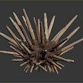Earthy Toned Sea Urchin Inspired Sculpture With Spiked Protrusions And Detailed Carving