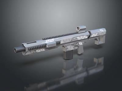 Modern Sniper Rifle Featuring Geometric Pattern Metallic Surface Scope And Rail Design 3d model