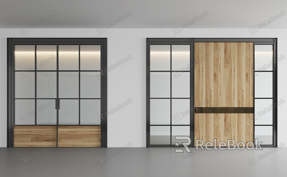 Store glass door flat door model