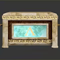 Ornate Decorative Box With Turquoise Top Greek Key Pattern And Gold Trim