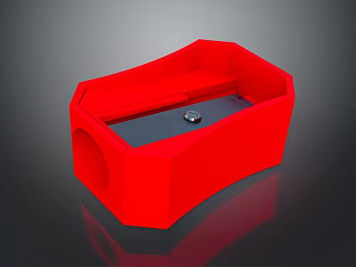 Red Plastic Manual Pencil Sharpener With Desktop Design And Metal Blade 3d model