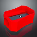 Red Plastic Manual Pencil Sharpener With Desktop Design And Metal Blade 3d model