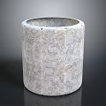 Gray Cylindrical Stone Container Featuring Textured Surface And Smooth Base For Home Decorative 3d model
