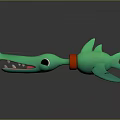 Green Cartoon Crocodile Game Movie Character With Open Mouth Spiked Back And Red Ring Detail