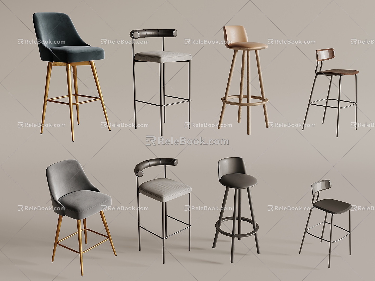 Modern Bar Chair Bar Stool Soft Bag Bar Chair High Stool Backrest Bar Chair Without Armrests model