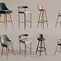 Modern Bar Stools With Various Upholstered Designs And Metal Legs For Kitchen Interior